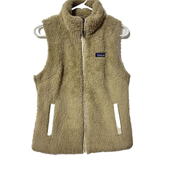 Patagonia Womens Beige Fleece Zip Up Soft Touch Sherpa Vest Jacket Size Medium - Picture 1 of 7